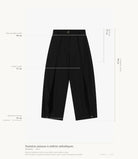 Cartographie des mesures du pantalon palazzo Imperial : longueur 99 cm, taille 38 cm, montant 35 cm, cuisse 37 cm, ouverture de bas 25 à 32 cm all-groups