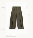 Cartographie des mesures du pantalon palazzo rayé kaki Imperial : longueur 99 cm, taille 38 cm, montant 35 cm, cuisse 37 cm, ouverture de bas 25 à 32 cm all-groups