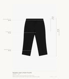 Cartographie des mesures du pantalon capri Imperial : taille 38 cm, montant 26 cm, cuisse 25 cm, ouverture de bas 20 cm, longueur totale 80 cm all-groups