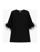 Robe courte droite à poignets en plumes à plat – Noir – Imperial Femme