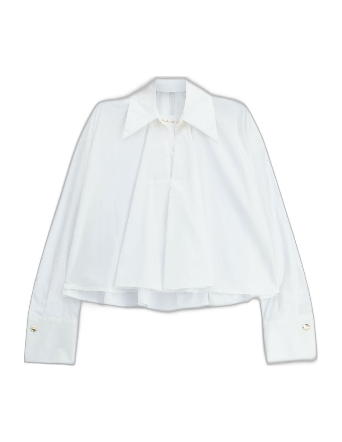 Chemise courte ample en coton à maxi poignets – blanc – Imperial Femme