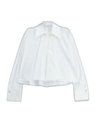 Chemise courte ample en coton à maxi poignets – blanc – Imperial Femme