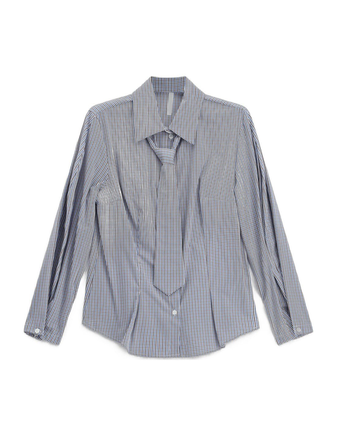 Chemise ajustée à rayures avec cravate – bleu ciel et marron – Imperial Femme