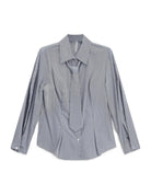 Chemise ajustée à rayures avec cravate – bleu ciel et marron – Imperial Femme