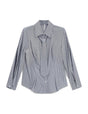 Chemise ajustée à rayures avec cravate – bleu ciel et marron – Imperial Femme