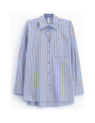 Chemise oversize rayée en coton à poche à plat – Bleu ciel – Imperial Femme