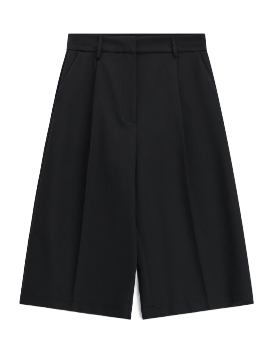 Bermuda large à pinces en drap sergé – noir – Imperial Femme