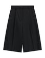 Bermuda large à pinces en drap sergé – noir – Imperial Femme