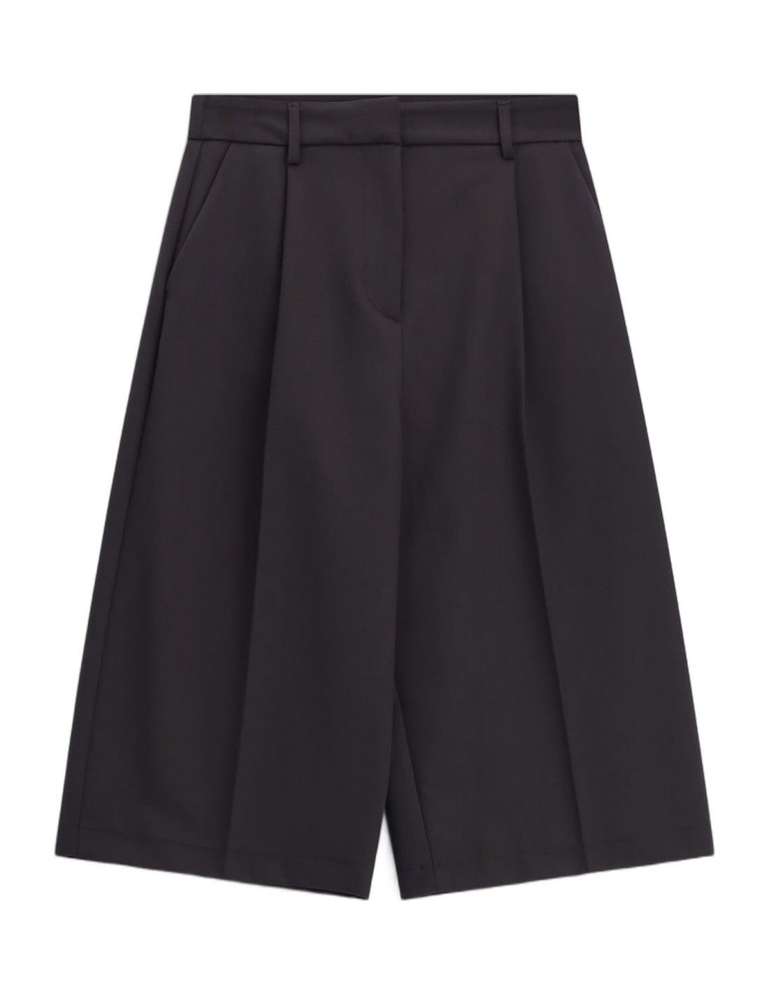 Bermuda large à pinces en drap sergé – marron – Imperial Femme