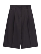 Bermuda large à pinces en drap sergé – marron – Imperial Femme