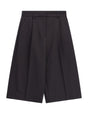 Bermuda large à pinces en drap sergé – marron – Imperial Femme