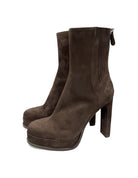Bottines plateforme en veau velours, paire – chocolat – Imperial Femme