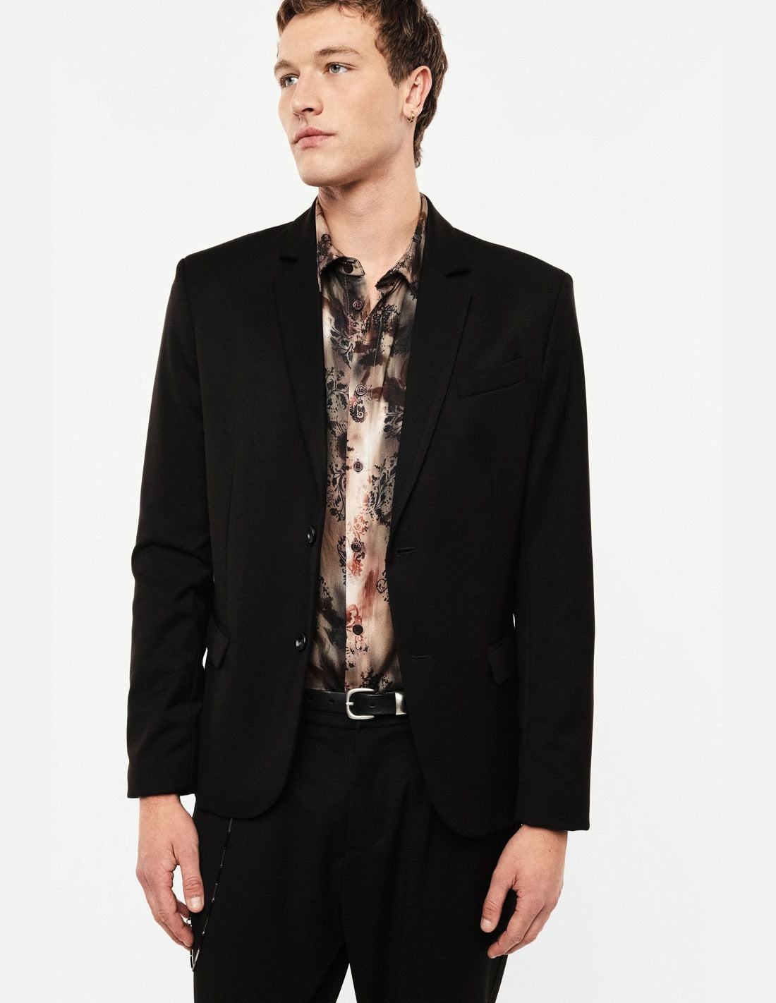 Blazer droit à deux boutons porté, face – Noir – Imperial Homme