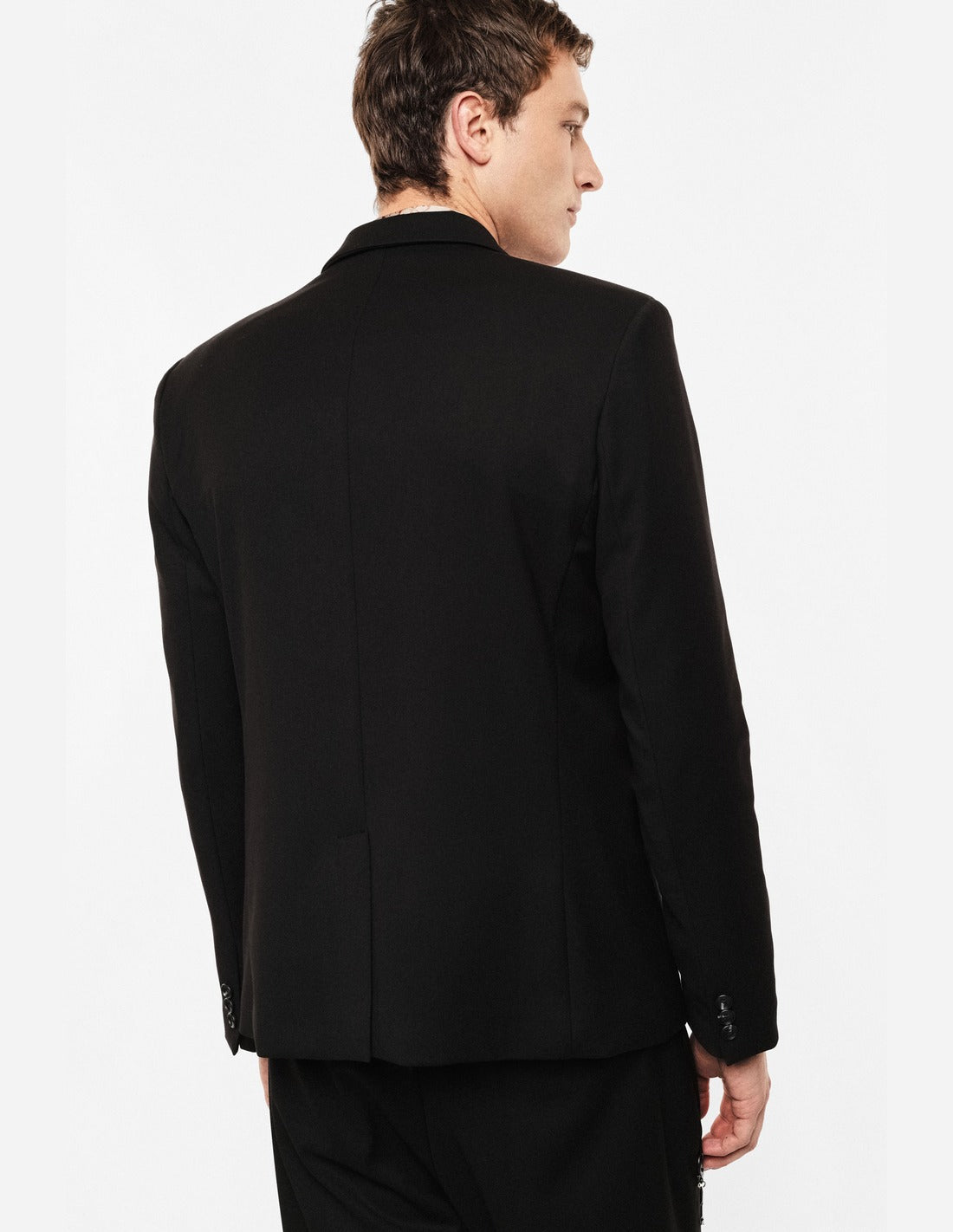 Blazer droit à deux boutons porté, dos – Noir – Imperial Homme
