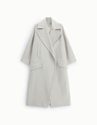 Manteau long oversize à larges revers à plat – Écru – Imperial Femme