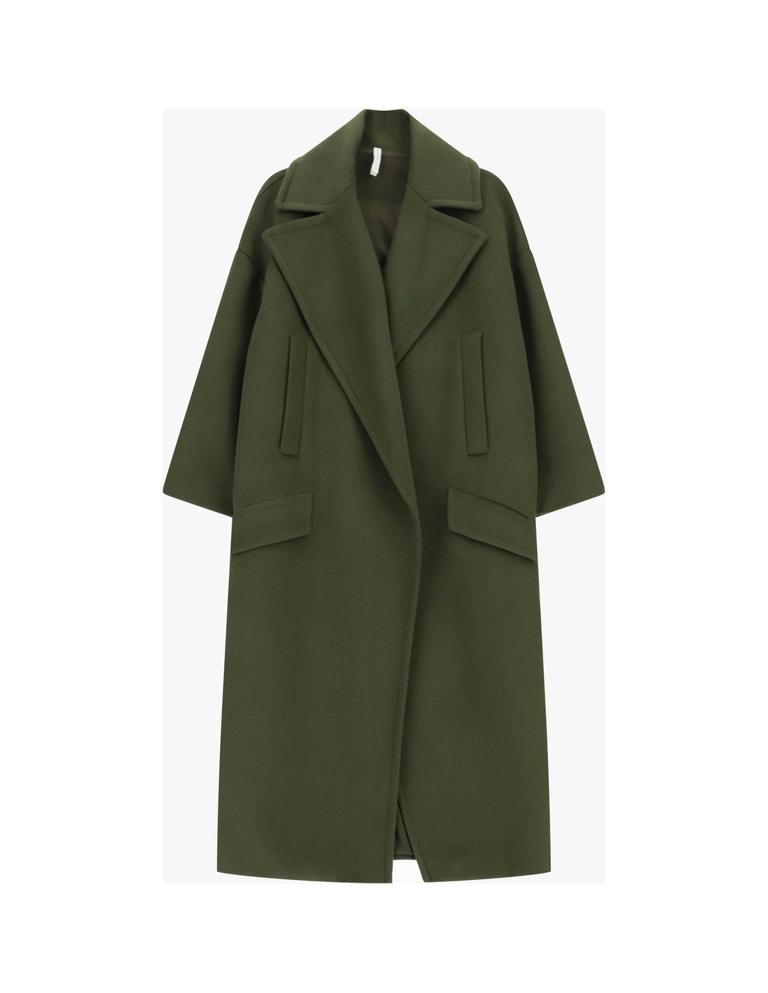 Manteau long oversize à larges revers à plat – Vert militaire – Imperial Femme