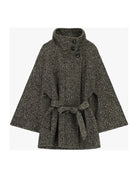 Manteau cape ceinturé à col montant à plat – Noir et beige – Imperial Femme