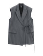 Gilet sans manches croisé à rayures tennis – gris – Imperial Femme