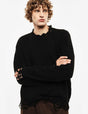 Pull col rond à bords effilochés – noir – Imperial Homme