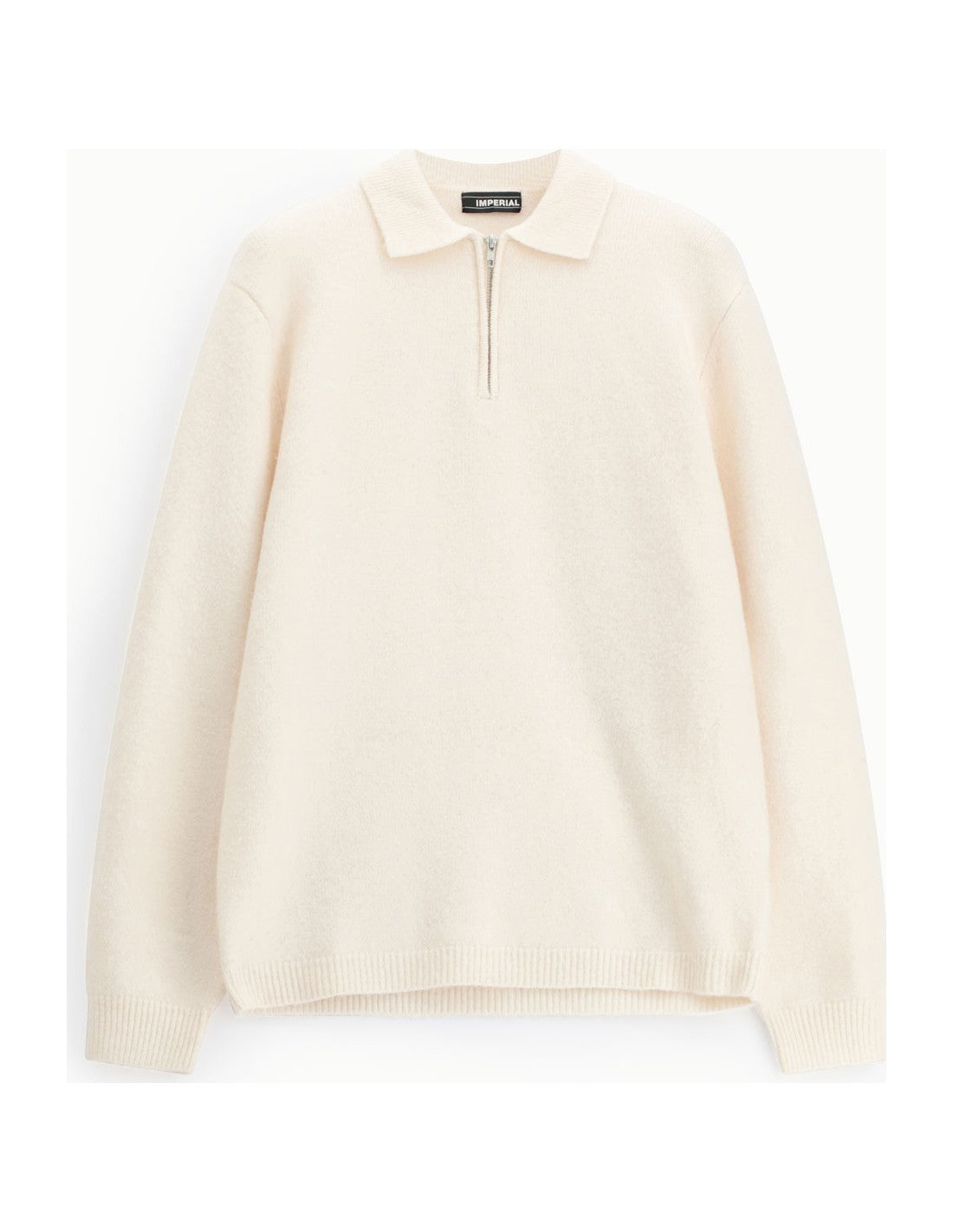 Pull col polo zippé à plat – Blanc cassé – Imperial Homme