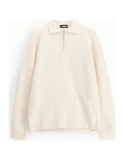 Pull col polo zippé à plat – Blanc cassé – Imperial Homme