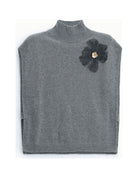 Pull sans manches à col montant et broche à plat – Gris chiné – Imperial Femme