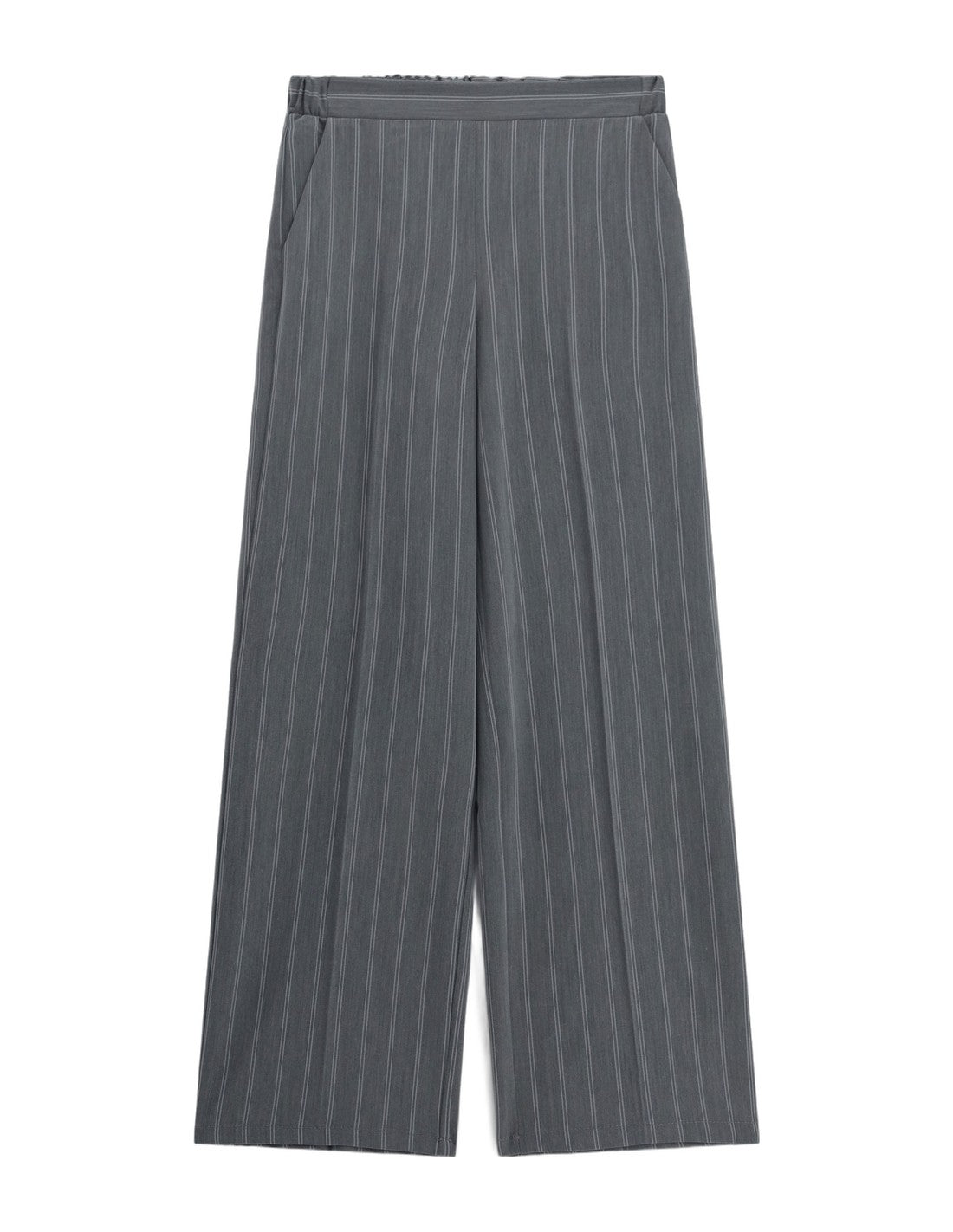 Pantalon large à rayures tennis taille élastiquée – gris – Imperial Femme