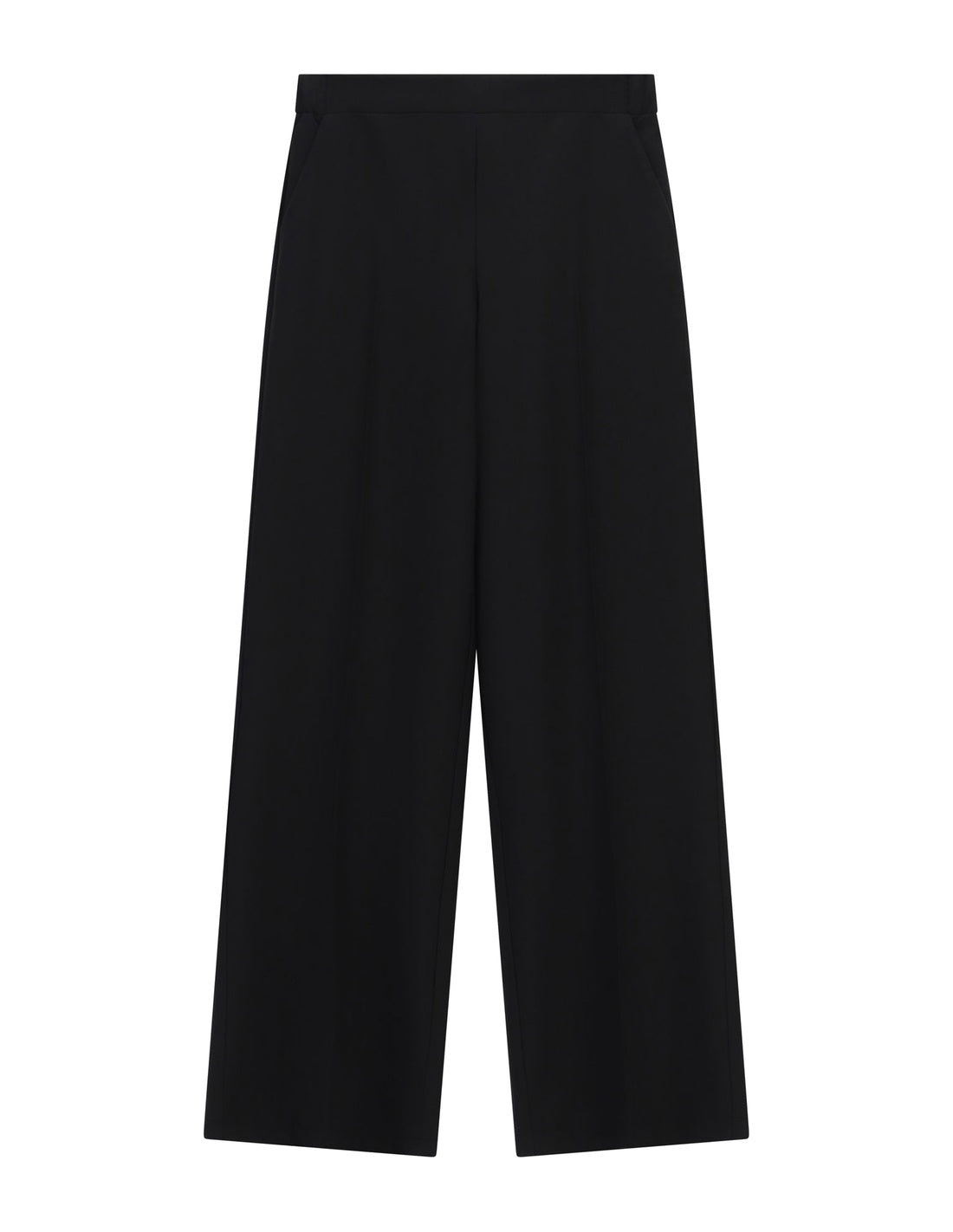 Pantalon palazzo taille montée en drap sergé à plat – Noir – Imperial Femme
