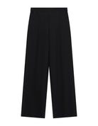 Pantalon palazzo taille montée en drap sergé à plat – Noir – Imperial Femme