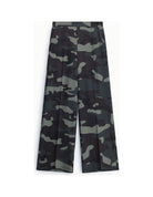 Pantalon palazzo imprimé camouflage à plat – Vert militaire – Imperial Femme