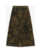 Pantalon cargo large imprimé camouflage à plat – Vert militaire et noir – Imperial Femme
