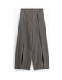 Pantalon large à plis taille haute à plat – Taupe et noir – Imperial Femme
