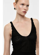 Débardeur en maille transparente texturée porté, face – Noir – Imperial Femme