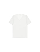 T-shirt col V en coton flammé à finitions roulottées à plat – Blanc – Imperial Homme