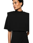 Top court sans manches col montant en jersey porté, profil – Noir – Imperial Femme