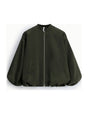 Blouson bomber oversize à base froncée à plat – Vert militaire – Imperial Femme
