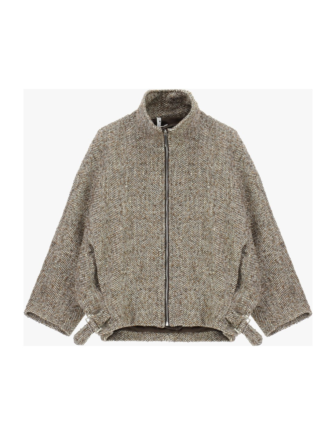 Blouson zippé à chevrons col montant à plat – Écru et marron – Imperial Femme