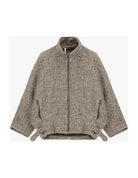 Blouson zippé à chevrons col montant à plat – Écru et marron – Imperial Femme