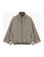 Blouson zippé à chevrons col montant à plat – Écru et marron – Imperial Femme