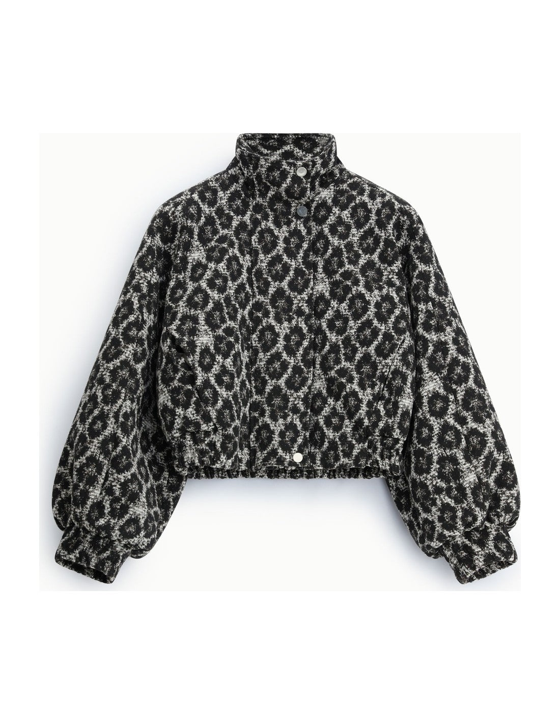 Blouson zippé en jacquard léopard à plat – Beige et noir – Imperial Femme