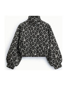 Blouson zippé en jacquard léopard à plat – Beige et noir – Imperial Femme