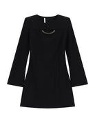 Robe courte évasée à bijou doré à plat – Noir – Imperial Femme