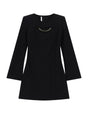 Robe courte évasée à bijou doré à plat – Noir – Imperial Femme