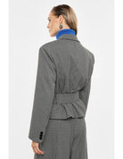 Blazer croisé ceinturé pied-de-poule noir et blanc – Imperial Femme