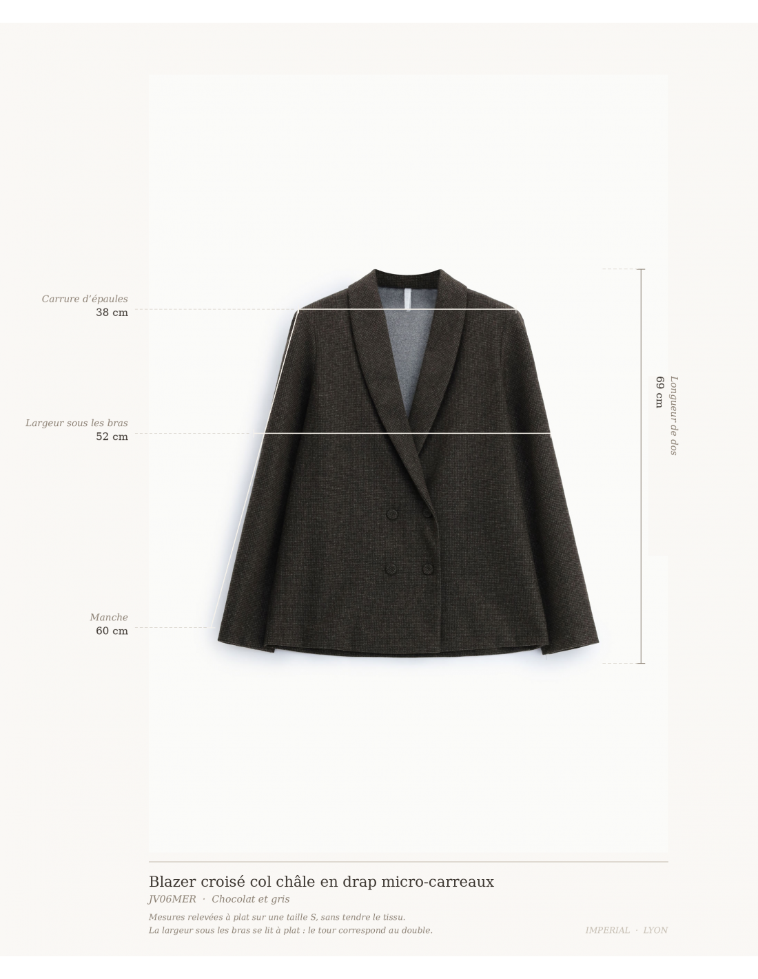 Blazer croisé col châle en drap micro-carreaux – Imperial Femme