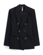 Blazer croisé cintré en crêpe infroissable à plat – noir – Imperial Femme