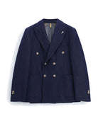 Blazer croisé effet denim à poches plaquées à plat – bleu denim – Imperial Homme