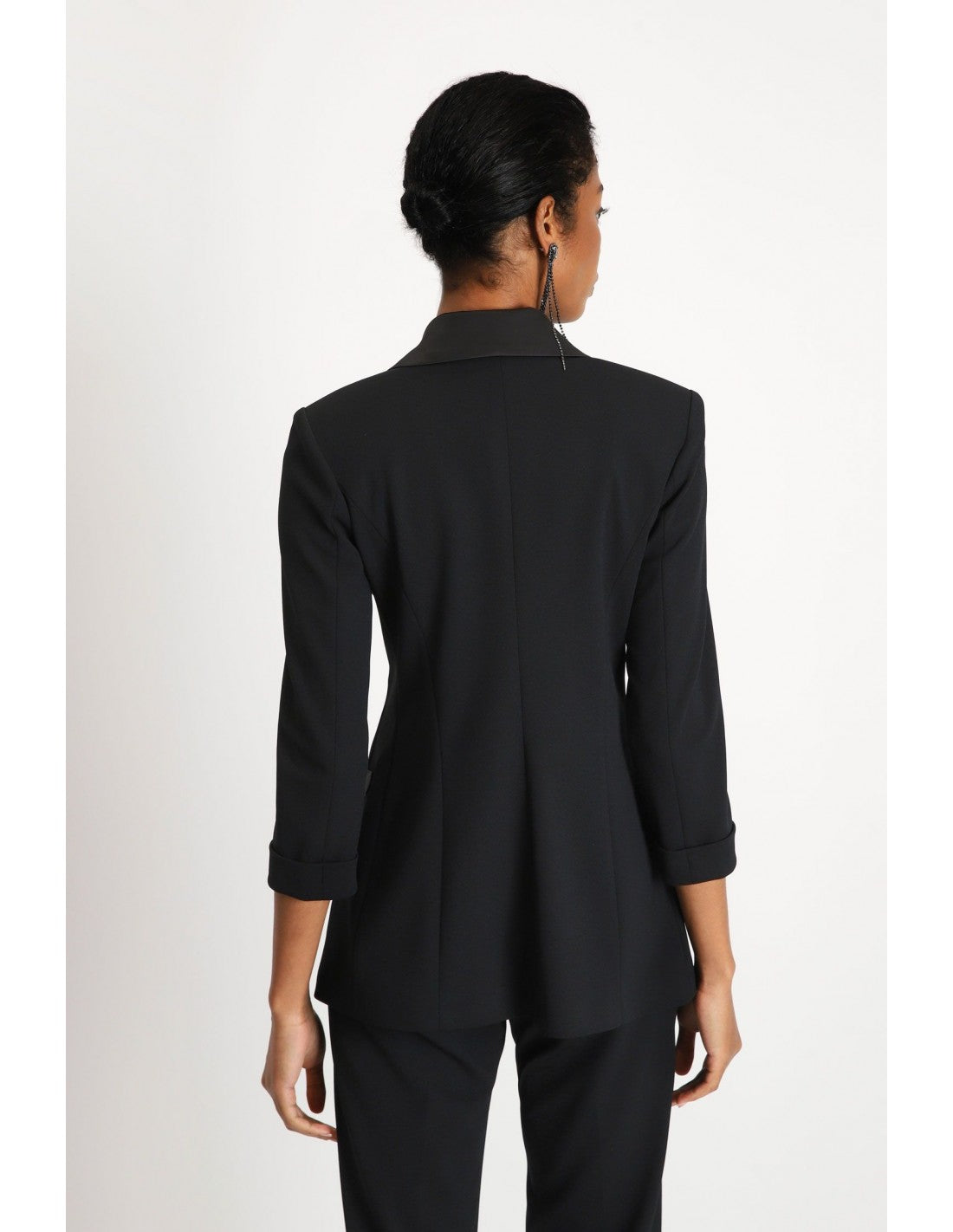 Blazer de smoking manches 3/4 col satin – Imperial Femme