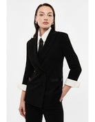 Blazer de smoking manches 3/4 col satin – Imperial Femme