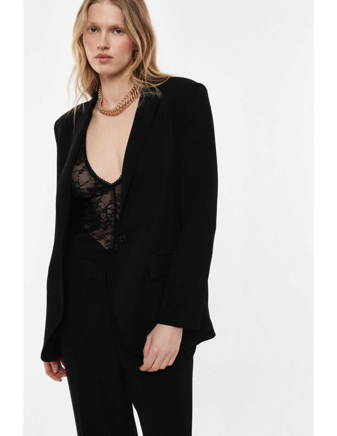 Blazer droit un bouton en crêpe stretch – Imperial Femme